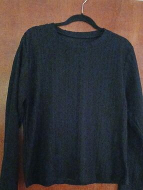 Black Eyelet Long-Sleeve Top